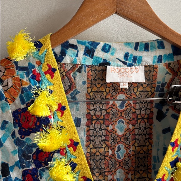 Rococo Sand Blue Mosiac Print Embroidered Blouse - Picture 2 of 6